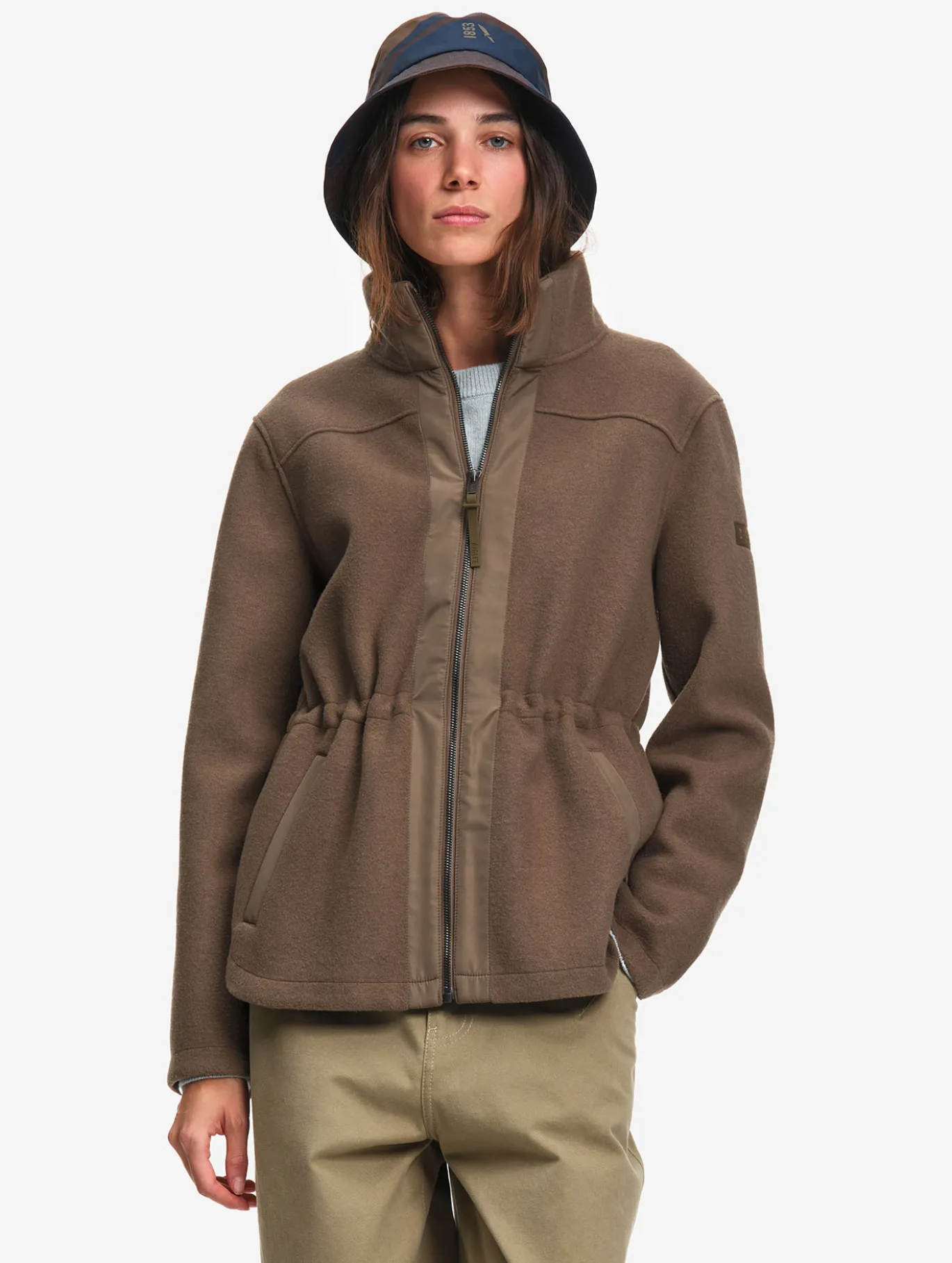 Veste polaire en laine bouillie - Marron