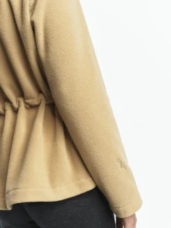 Veste polaire zippée bi-matière, touché peau de pêche - Beige