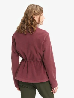 Veste polaire zippée bi-matière, touché peau de pêche - Rouge