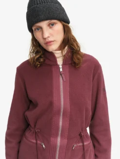 Veste polaire zippée bi-matière, touché peau de pêche - Rouge