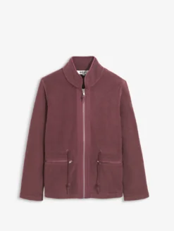 Veste polaire zippée bi-matière, touché peau de pêche - Rouge