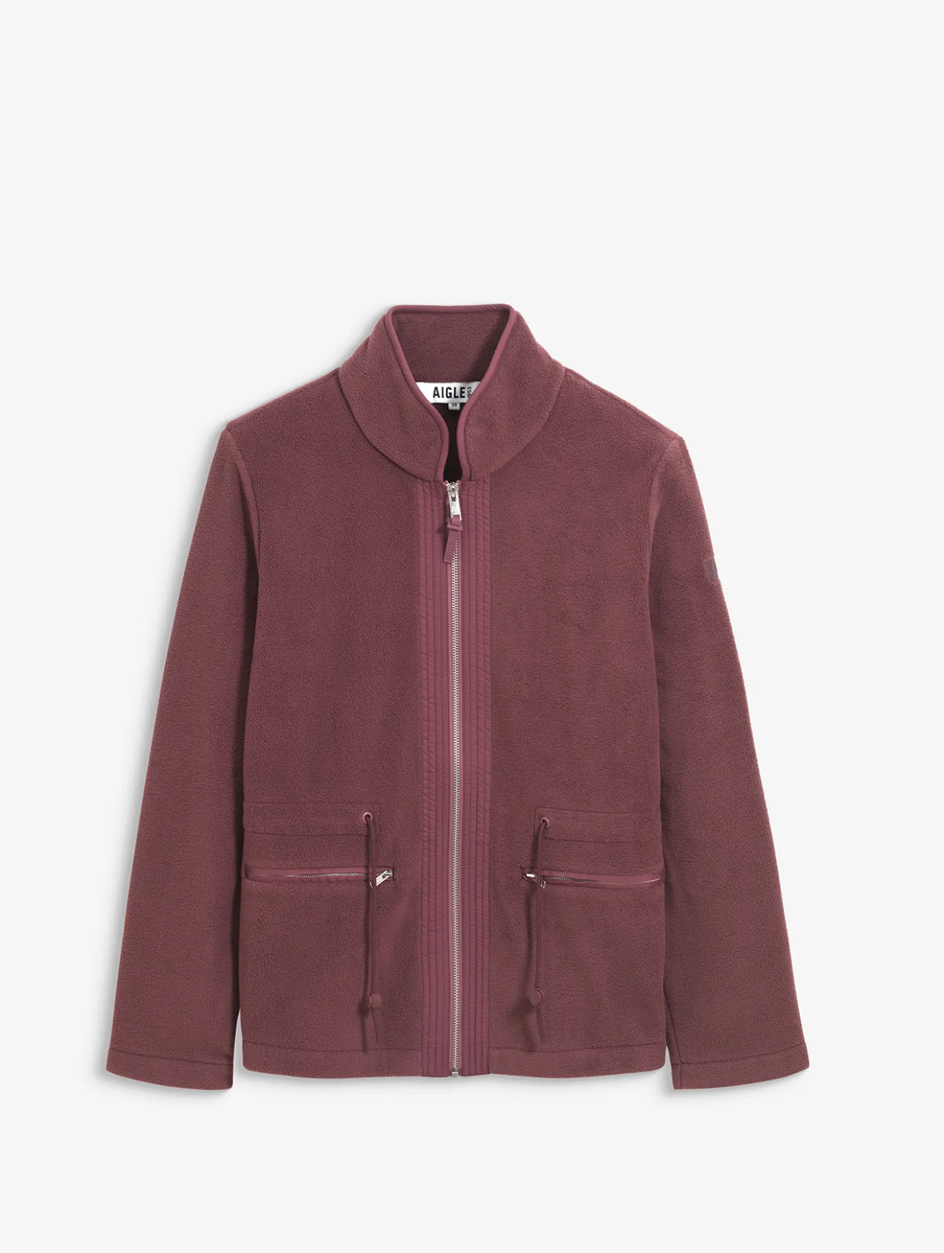 Veste polaire zippée bi-matière, touché peau de pêche - Rouge