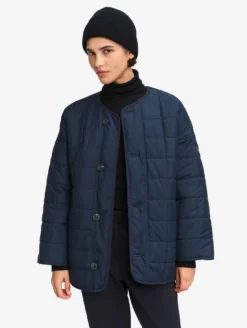 Veste sherpa boutonnée réversible oversize - Bleu