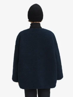 Veste sherpa boutonnée réversible oversize - Bleu