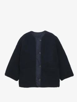 Veste sherpa boutonnée réversible oversize - Bleu