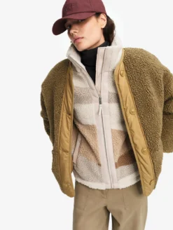 Veste sherpa boutonnée réversible oversize - Marron