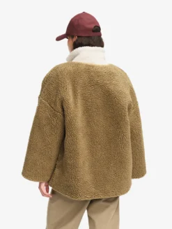 Veste sherpa boutonnée réversible oversize - Marron