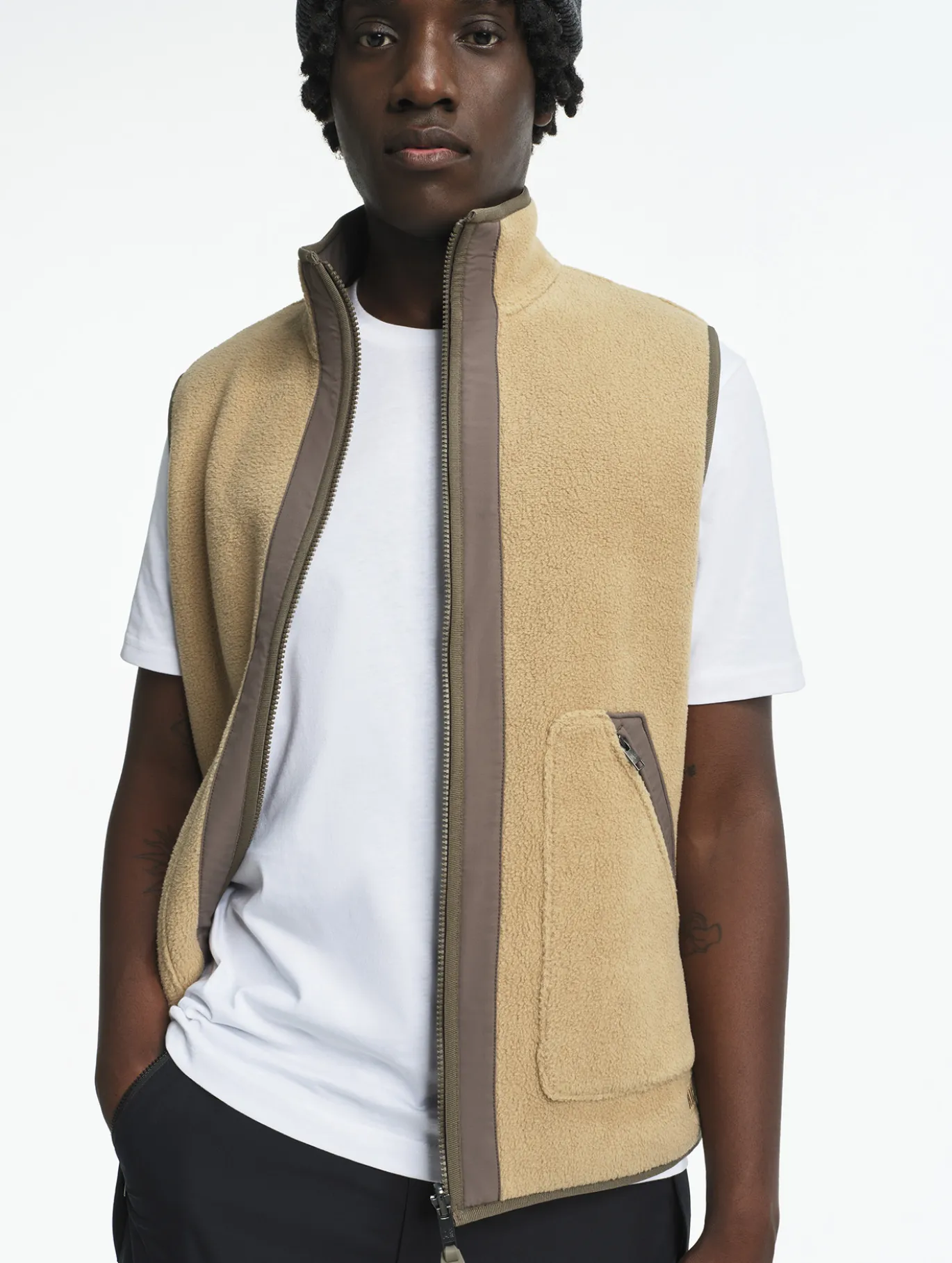 Veste sherpa sans manches réversible T-KIT - Beige