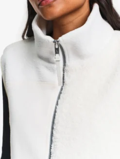 Veste zippée sans manches en sherpa patchwork - Blanc