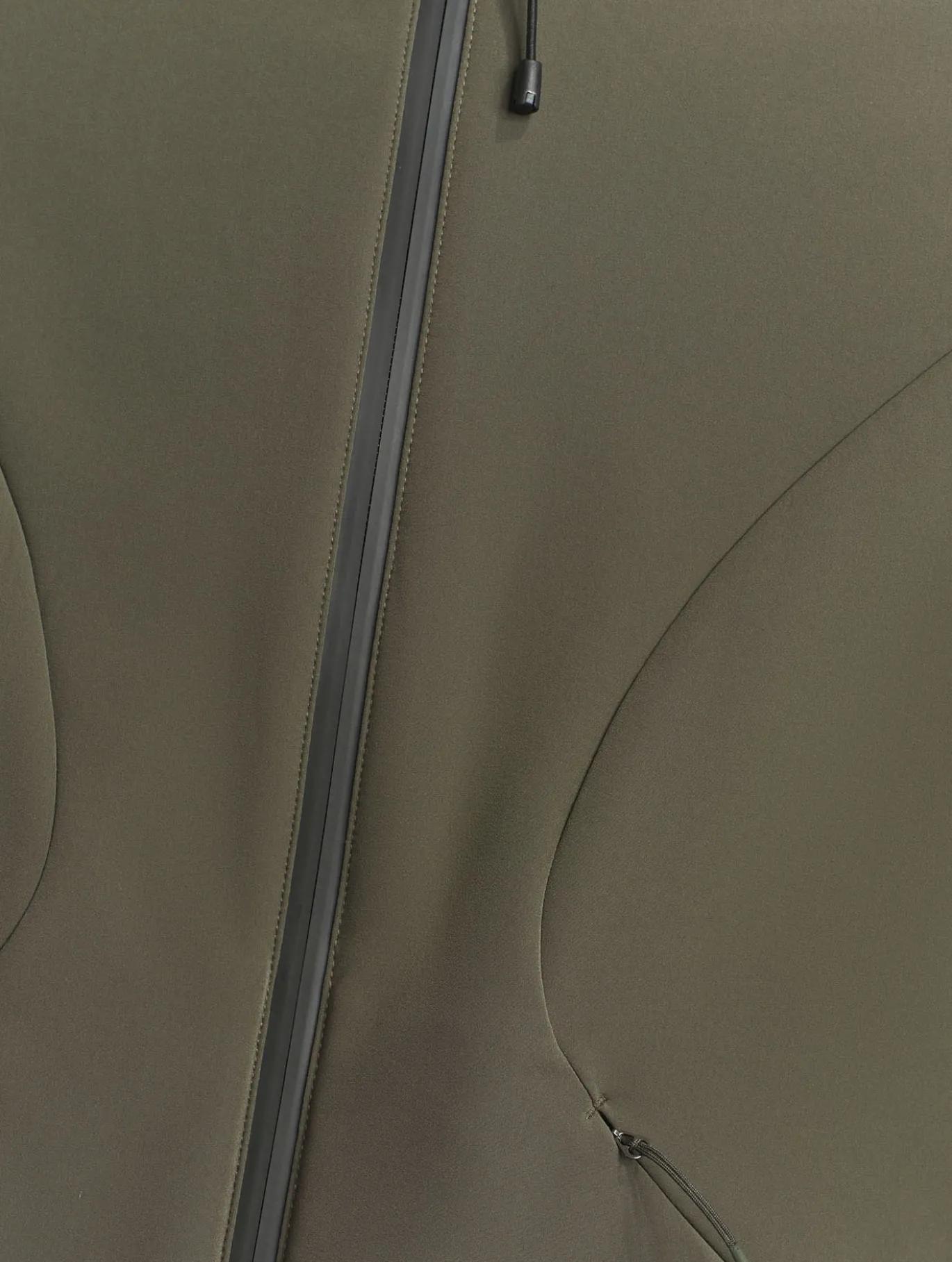 Veste zippée softshell à capuche coupe-vent - Kaki