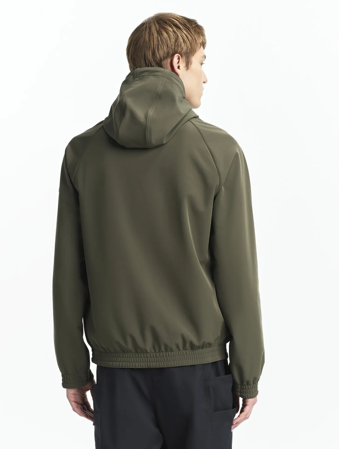 Veste zippée softshell à capuche coupe-vent - Kaki