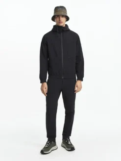 Veste zippée softshell à capuche coupe-vent - Noir