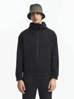 Veste zippée softshell à capuche coupe-vent - Noir