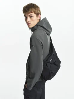 Veste zippée softshell à capuche coupe-vent - Gris